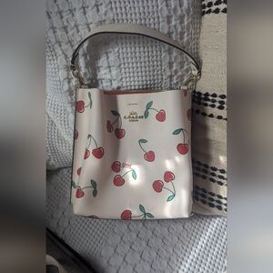 Coach Cream Cherry Print Shoulder Bag
